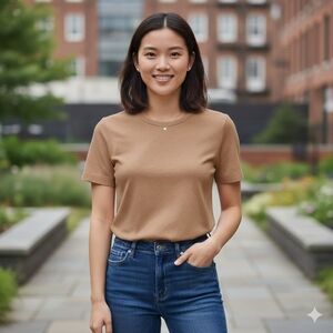 St. John Beige Short Sleeve Top